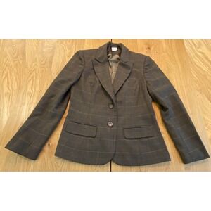 Luciano Dante Womens 2 button blazer 10 Brown Black blue plaid Business Casual